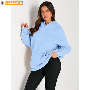 Conjunto de 2 piezas de gran tamaño con hombros caídos, sudadera de lona, pantalones de chándal bordados, pantalones para correr para invierno, sudaderas con capucha en blanco con patrón sólido - Product Image 2