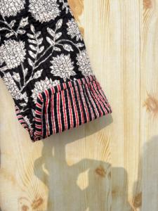 Chaqueta de algodón de Jersey acolchado con estampado de bloque de mano indio para mujer, estampado Floral, prendas de vestir exteriores informales, botones, Reversible para todas las estaciones - Product Image 5