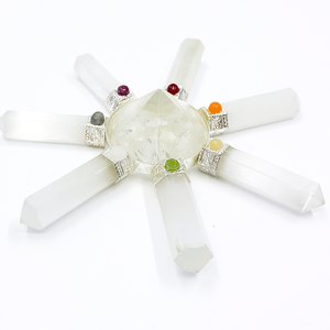 Générateur d'énergie de sélénite naturelle 7 points de guérison pierre de cristal pour Reiki méditation Chakra équilibrant décor spirituel - Product Image 1