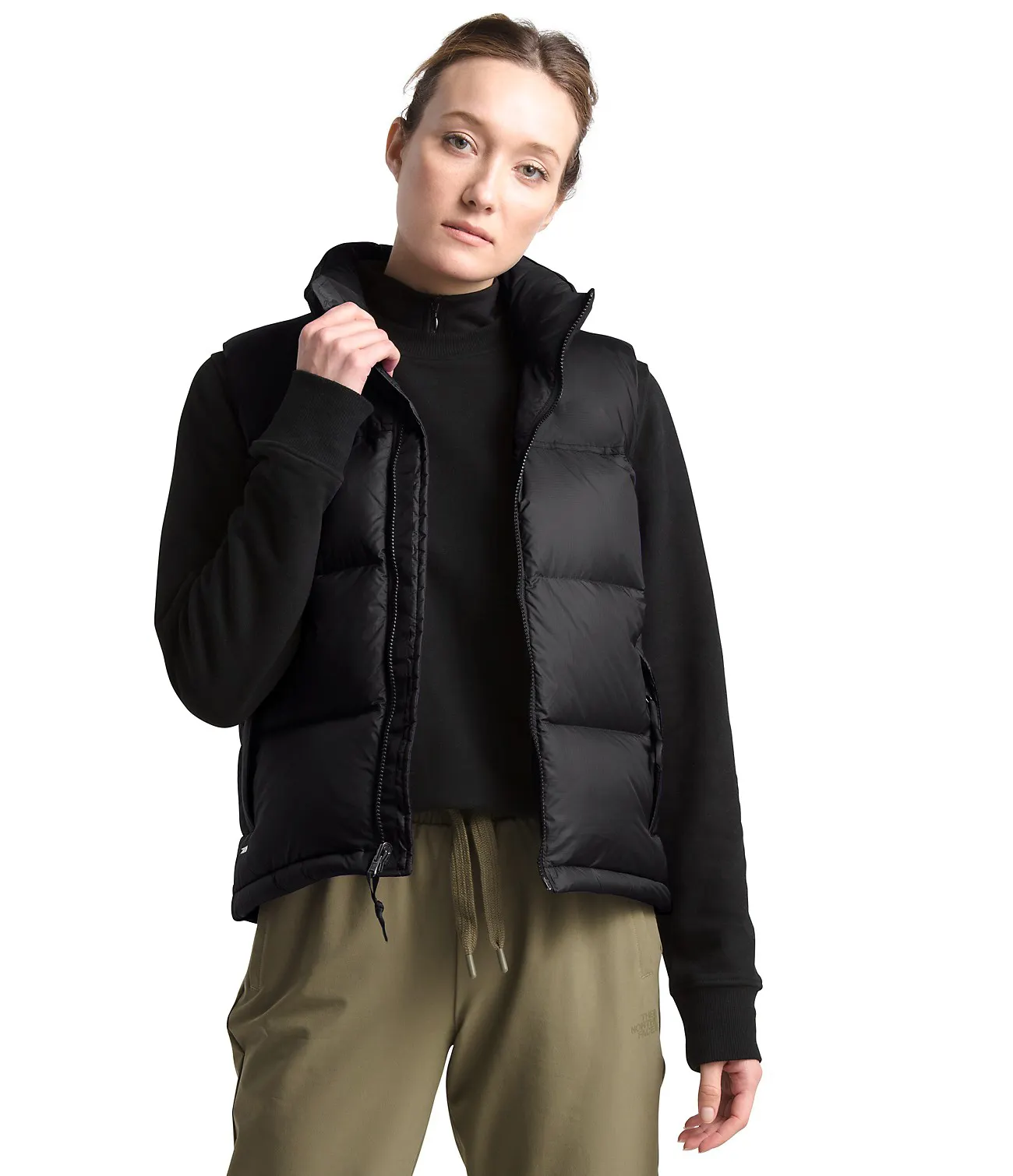 Zipper Up Stand Collar Plus Size Premium 90% White Duck Down Vest Lightweight Women's Puffer Vest