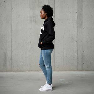 Sweat-shirt à capuche surdimensionné en molleton de coton lourd pour femmes, impression 3D personnalisée, streetwear noir, fabricant - Product Image 6