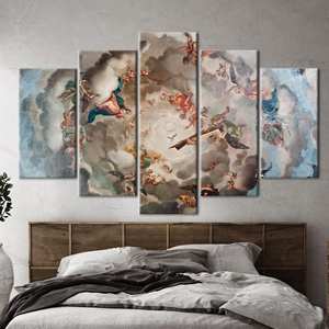 Impression sur toile Renaissance Heaven - Œuvre d'art élégante avec des anges pour la décoration de la maison, lot de 5 : Gallery Wrap - Product Image 1