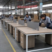 Poste de travail modulaire moderne et robuste pour 4 personnes avec armoires – Mobilier commercial pour personnel – Sans LED – Vente en gros