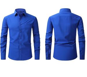 Chemise habillée pour hommes col montant 100% coton uni à manches longues chemises habillées pour l'extérieur vente en gros - Product Image 5