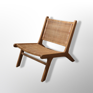 Chaise de loisirs élégante en bois massif, tissage en rotin, fabrication artisanale, design moderne, écologique, salle à manger, maison, bureau, appartement, salon, hôtel - Product Image 2