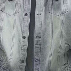 Nouvelle veste en jean gris vintage d'hiver 100% coton de haute qualité avec logo personnalisé pour hommes avec bouton - Product Image 4