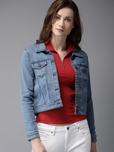Primuim qualité femmes Vintage lavé Denim vestes haut court plus récent hiver épaissir chaud décontracté Style sportif longue longueur bouffée - Product Image 2