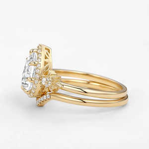 925 argent Vintage Halo rond brillant coupe Moissanite fiançailles ensemble de mariée pour les femmes - Product Image 2