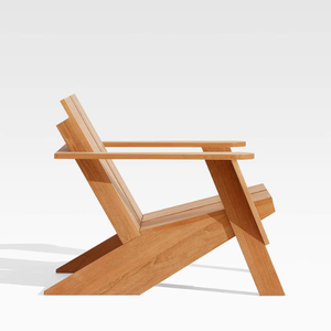 Modern Solid <b>Teak</b> Outdoor Lounge <b>Chair</b> with Unique Geometric Design - Product Image 3