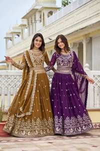 Dernière collection de Lehenga Choli pour femmes, de haute qualité, en faux georgette, avec broderie et sequins, pour les fêtes et les festivals, par FabZone - Product Image 5