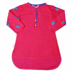Kurti en coton brodé pour filles - Rose - Product Image 4