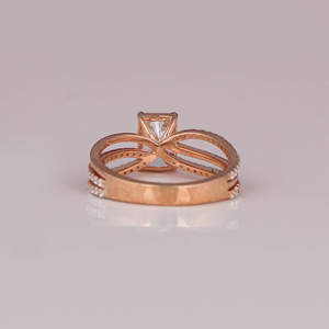 14KT Rose Gold Plated <b>Split</b> Shank Engagement <b>Ring</b> Hidden Halo with Radiant Cut Lab Grown Diamond Perfect Birthday Gift for Women - Product Image 3