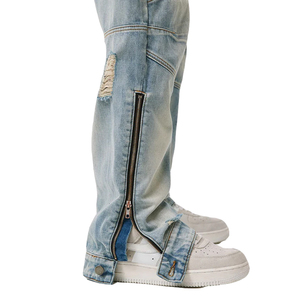 กางเกงยีนส์ลำลองทรงตรงสำหรับผู้ชาย, กางเกงยีนส์ลำลองฤดูหนาวทรงหลวมสไตล์วินเทจซักได้สตรีทแวร์ไซส์ใหญ่ - Product Image 5