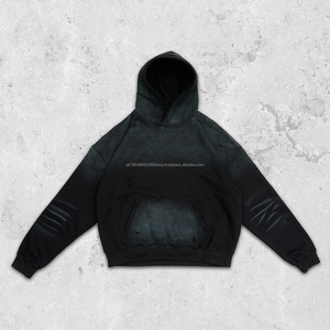 Sudadera con Capucha de Lujo, Costosa, de Algodón, Desgastada, Lavada, de Dos Tonos, Holgada, Corta, para Hombre, con Estampado Personalizado, 500 g/m² - Product Image 5