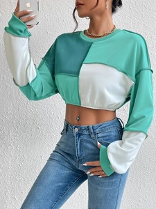 Sudadera informal de manga larga para mujer, Top corto de lana de algodón de la mejor calidad, sudaderas de invierno de punto al por mayor - Product Image 5