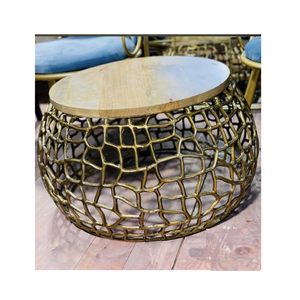 Mesa de Centro Ajustable de Diseño Moderno y Elegante, Hecha a Mano con Metal de Aluminio Recubierto de Oro -A. Modelo Decorativo H. 10503 - Product Image 2