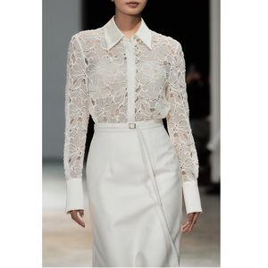 Blusas de Mujer Nuevas, Camisas ODM Elegantes, CAMISA CON VELO LUSTROSO de 72 cm de Largo, Camisa con Cuello Mao para Mujer de WhiteAnt - Product Image 1