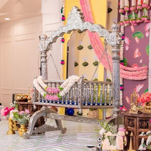 Palna สีเงินขัดเงาสำหรับพิธีตั้งชื่อทารกดีไซน์ราชวงศ์เปลเด็กทำมือสไตล์วินเทจแบบเยอรมนีสวิงสหรัฐอเมริกา - Product Image 2