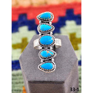 Bague ajustable artisanale du Sud-Ouest en turquoise Kingman, argent sterling plaqué or rose 18 carats, sertissage clos, cadeau, pierres précieuses naturelles - Product Image 2