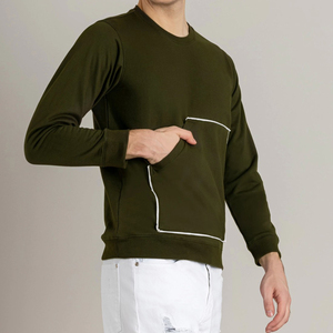 Sweat-shirts pour hommes en coton mélangé uni teinté en hiver, doublés en polaire, personnalisables - Style décontracté de haute qualité, pas cher - Product Image 4