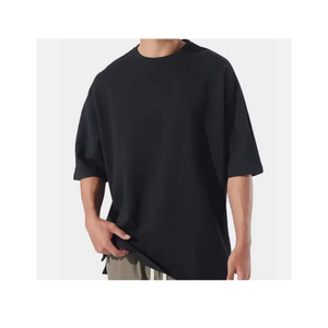 เสื้อยืดคอกลมโอเวอร์ไซส์สำหรับผู้ชายผ้าเทอร์รี่ผ้าฝ้าย100% ยาวลำลองสวมใส่ในชีวิตประจำวัน - Product Image 6