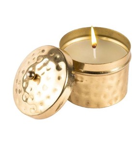 Pot à bougie en métal martelé couleur or personnalisé, récipient sans fumée pour la décoration de table à la maison ou à l'hôtel, nouveau design - Product Image 2