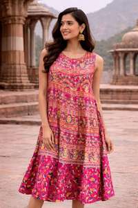 Hermoso Vestido de Algodón sin Mangas para Mujer, Vestido de Dama de Honor de Gasa para Verano, Vestido Holgado de Algodón Naptol para Ocasiones Casuales y de Fiesta - Product Image 3