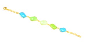 Hermosa pulsera informal/deportiva de cuarzo con múltiples piedras preciosas hecha a mano, cadena de moda ajustable chapada en oro para bodas y fiestas - Product Image 3