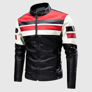 Abrigo de bombardero de motorista a prueba de viento Vintage informal de primavera para hombre, nueva chaqueta de cuero con tela de lona de piel de oveja para motociclismo - Product Image 1