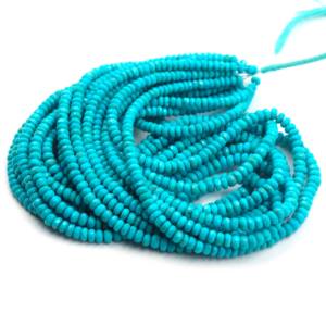 ลูกปัดเทอร์ควอยซ์ทรงรอนเดลล์จากแอริโซนา ลูกปัดเทอร์ควอยซ์ธรรมชาติ ขนาด 4-5 มม. ความยาว 16 นิ้ว ลูกปัดพลอยเทอร์ควอยซ์สีน้ำเงิน สำหรับทำเครื่องประดับ - Product Image 5