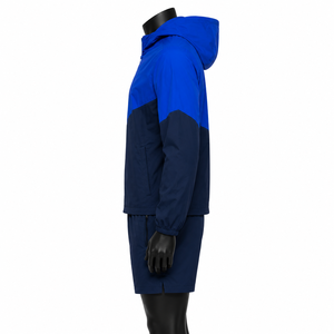 Conjunto Deportivo Cortavientos con Capucha para Hombre, Secado Rápido, Diseño Color Block, Chaqueta y Pantalones Cortos, Ropa Deportiva Ligera para Primavera - Product Image 4