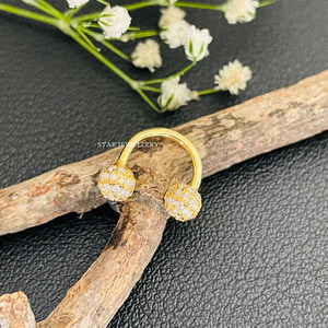 14K Solid <b>Gold</b> Natural Diamond Horse Shoe Septum <b>Nose</b> <b>Ring</b> Fine Jewelry. - Product Image 1