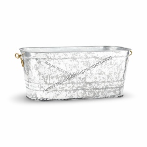 Bañera Rectangular de Metal Galvanizado con Asas, Contenedor de Utilidad Duradero para Almacenamiento al Aire Libre, Jardín, Decoración del Hogar, Maceta para Guardería - Product Image 4