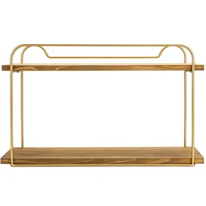 Étagères murales flottantes à plusieurs niveaux avec cadre en bois et en métal Étagère murale de haute qualité pour la décoration de la maison, du salon et du bureau - Product Image 3