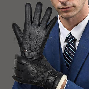 Por encargo Buen Material Temporada de invierno Guantes de cuero Color sólido Hombres Guantes de cuero de moda - Product Image 4
