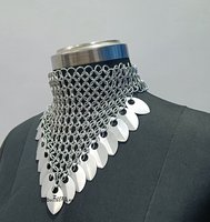 Collier de cotte de mailles fait à la main et tour de cou médiéval ensemble anneau en aluminium pour Ren Fair Festival tenue modèle en métal