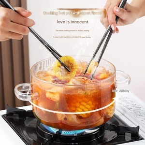 Olla de vidrio de borosilicato grueso, lindo oso, suplemento alimenticio para el hogar, olla para sopa, olla de leche de vidrio de doble oreja - Product Image 5