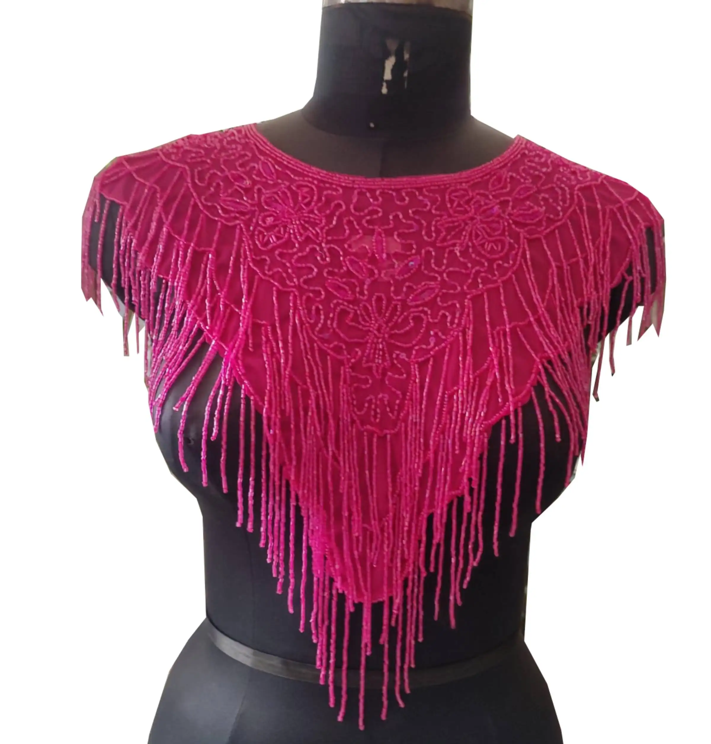 Robes ponchos club rose vif faites à la main 100% broderie à la main capes courtes pour toutes les fêtes tenues de soirée
