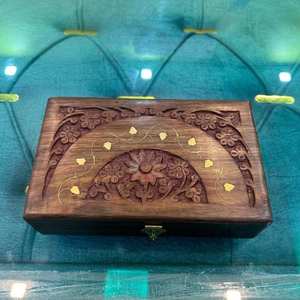 Cajas de almacenamiento decorativas con tapa con bisagras de madera de acacia, organizador de joyas de madera elegante - Product Image 1