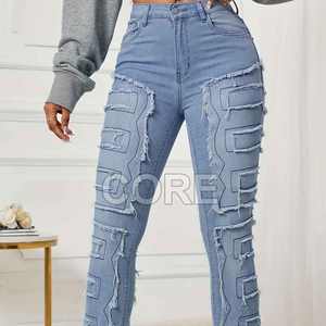 Pantalones apilados ecológicos para mujer, lona transpirable con cintura media para invierno, 2025 - Product Image 3