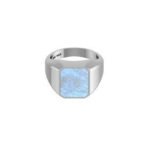 Anillo de Plata de Ley 925 para Hombre, Clásico, con Piedra Lunar Arcoíris, Engaste de Bisel, Octagonal, Regalo Único para Él, Cumpleaños, Aniversario, Fiesta - Product Image 1