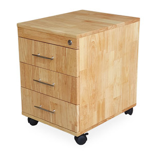 Minimalist Design TCN68001 3-<b>Drawer</b> Personal Metal File Cabinet 50x40x50cm Rubber Wood Movable for Office or <b>Workshop</b> Use - Product Image 1