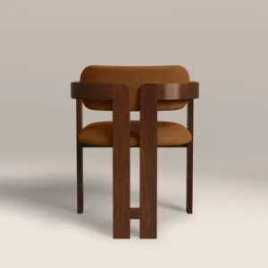 SINTERIOR WALNUT <b>BROWN</b> WOODEN FRAME, BLACK PU LEATHER UPHOLSTERED SEAT & BACKREST CURVED <b>DINING</b> <b>CHAIR</b> - Product Image 6