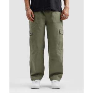 กางเกงคาร์โก้สีเขียวเซจ เอวสูง ทรงตรง แบบดินสอ ปรับแต่งโลโก้ได้ ผ้าแคนวาส แต่งซิป ผ้าขนสัตว์ทอ ไซส์ XL สีต่างๆ - Product Image 1