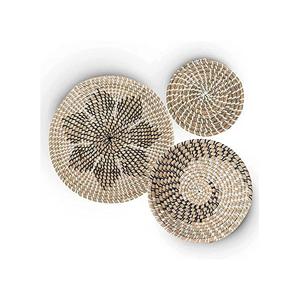 Vente en vrac nouveauté jonc de mer et chaîne en plastique panier mural plaque murale enroulée jonc de mer plaque décor à la maison - Product Image 1