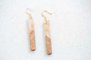 Boucles d'oreilles en bois pour femmes Boucle d'oreille en bois léger Résine acrylique Géométrique Larme Boucle d'oreille en bois - Product Image 4