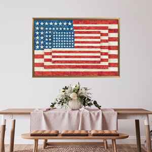Printed <b>Canvas</b> Artwork: Modern Flag 3D Design for Elegant Home Decor,1P:Gold <b>Framed</b> - Product Image 1
