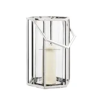 Lanterne en verre hexagonale avec cadre en métal pour la décoration de la maison