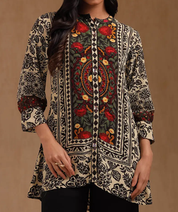 Kurta กับกางเกงทรงหลวมสีดำสีเบจเสื้อผ้าอินเดียและปากีสถานสำหรับผู้หญิง - Product Image 6