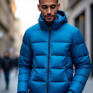 Haute qualité hommes col montant fermeture éclair rembourré vestes automne hiver épais chaud matelassé rembourré bouffant veste mâle - Product Image 3